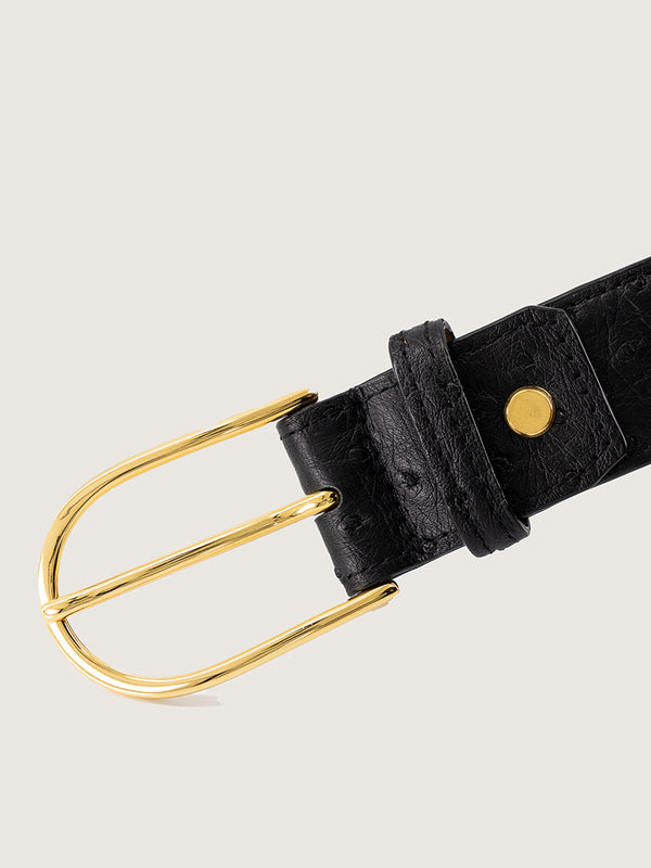 Black Ostrich leather casual belt