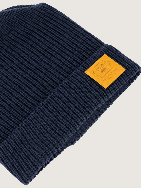 Okapi Beanie – Navy, 100% Merino Wool