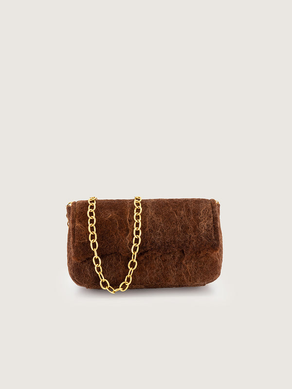 Bentum Clutch. Brown Merino and Mohair Wool felt