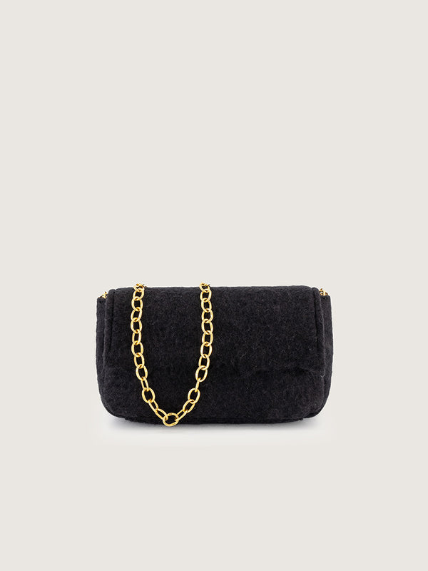 Bentum Clutch. Black Merino and Mohair Wool felt