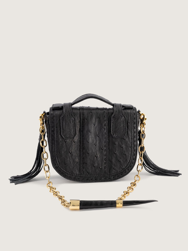 Small Yemaja Black Ostrich Leather